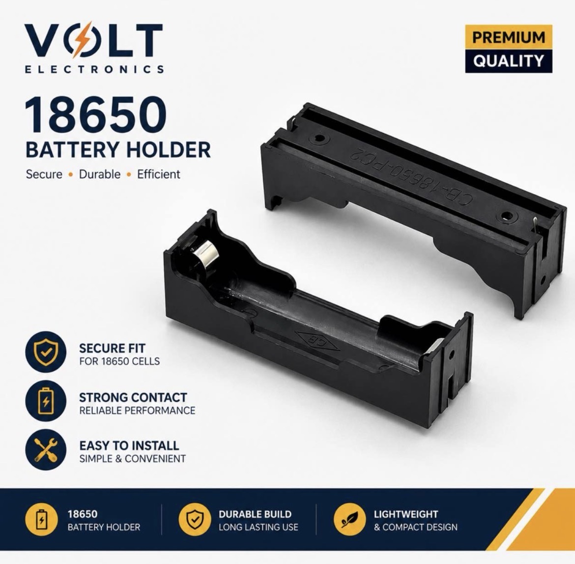 18650 Single Battery Holder for 3.7V Li-ion Cell