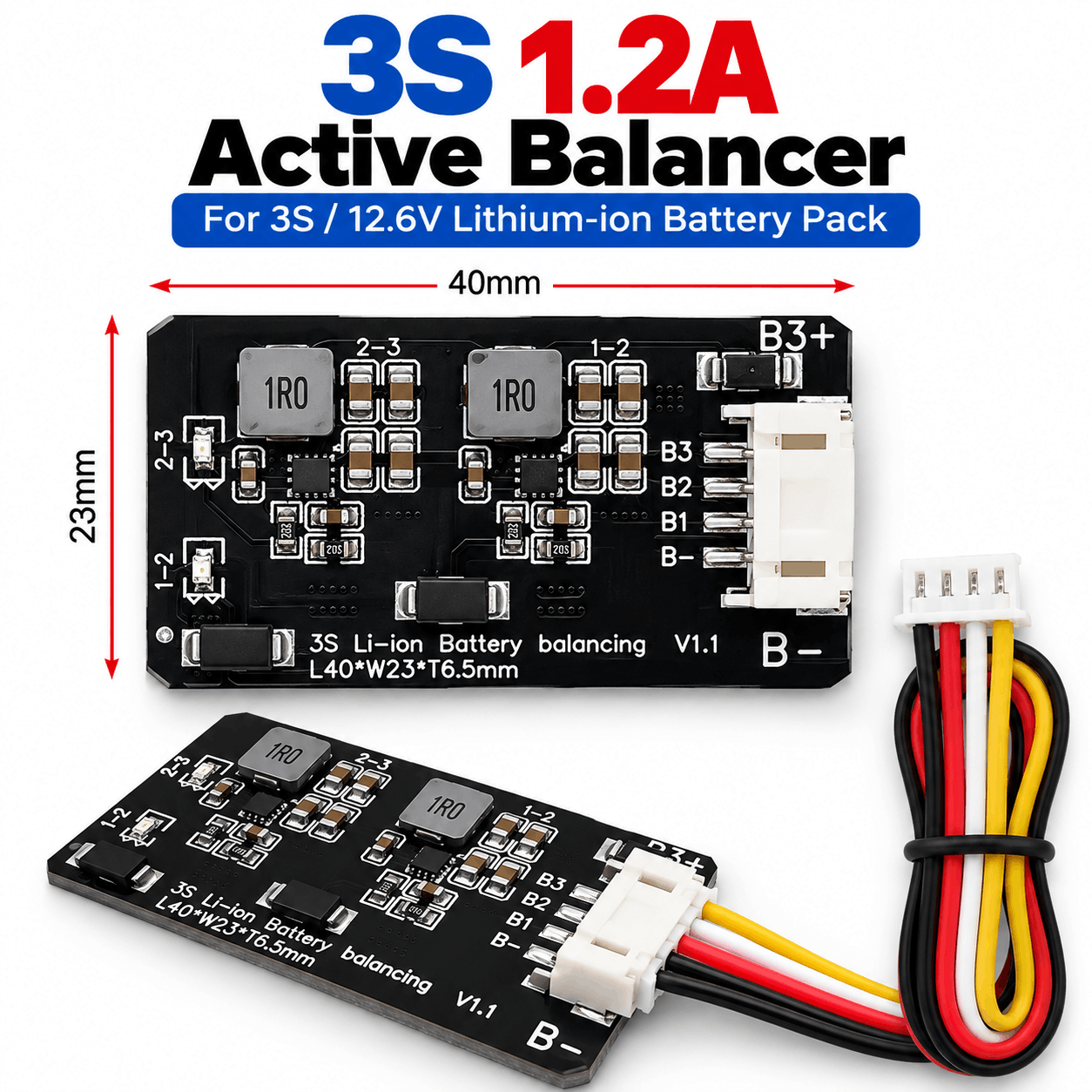 3S 1.2A Lithium ion Active Balancer – 12.6V Li-ion Battery Equalizer Module