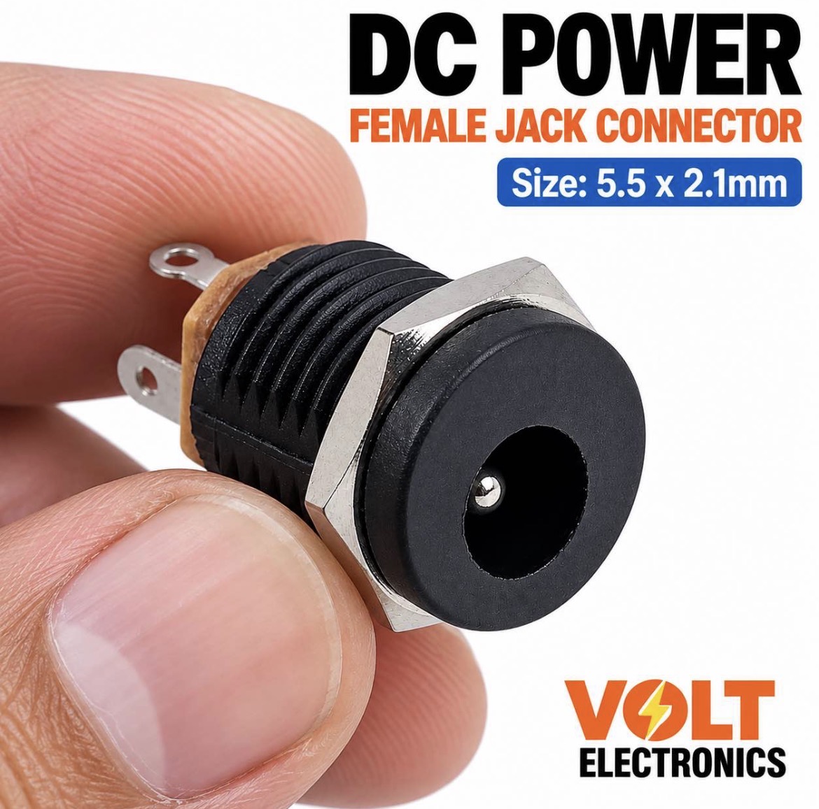 DC Power Female Jack Connector 5.5×2.1mm – Panel Mount DC Socket