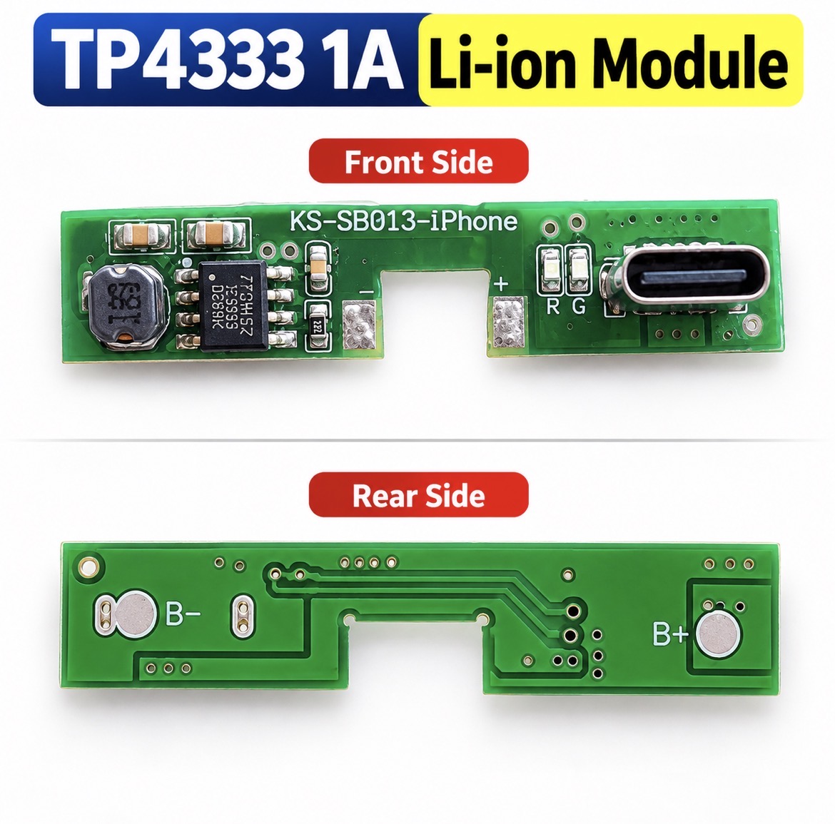TP4333 1A Type-C Li-ion Battery Charging Module