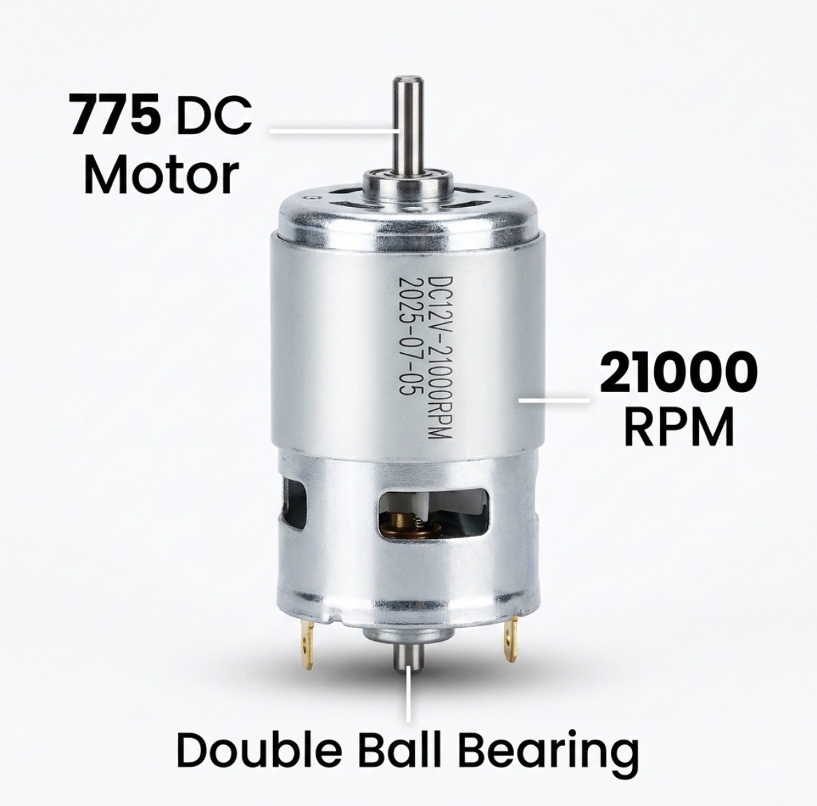 775 DC Motor 12V 21000RPM Double Ball Bearing High Speed Motor
