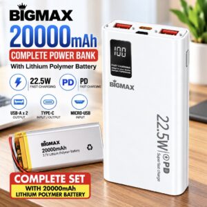 BIGMAX 20000mAh 22.5W PD Fast Charging Power Bank