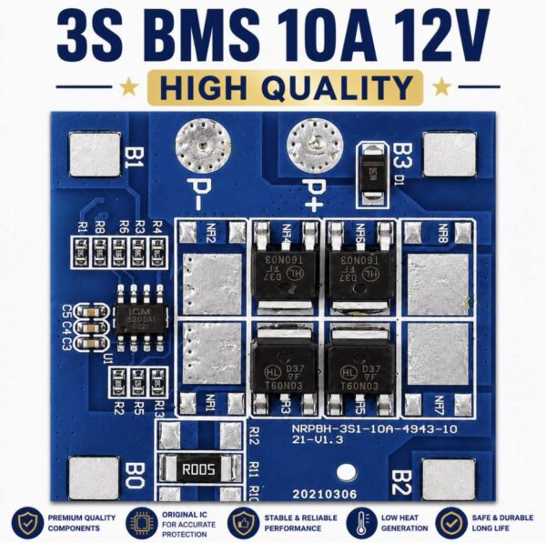 33S 10A 12V BMS for 18650 Lithium-ion Battery